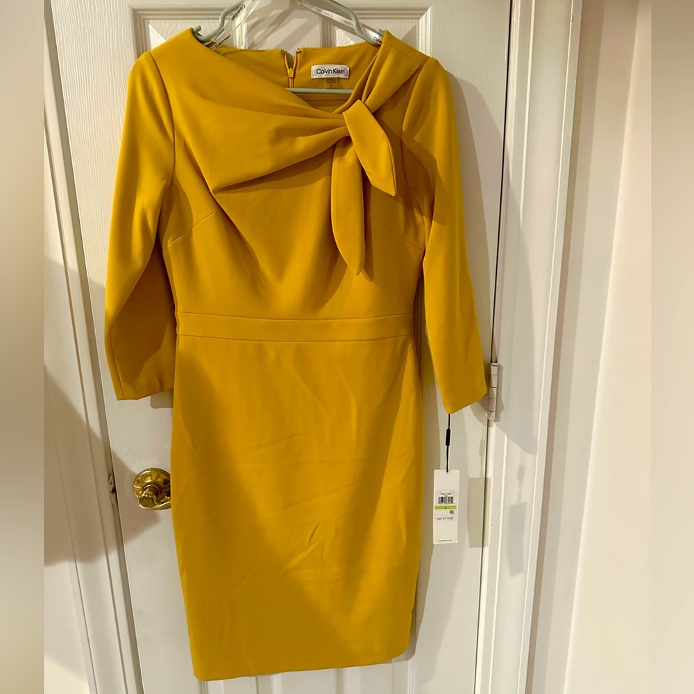 Very Pretty, Mustard Yellow, Size 4, Calvin Klein Dress. NWT